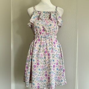 BLUSH by Us Angels Kids' Sleeveless Cutout Floral Print Cream Sundress